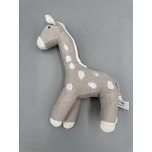 Peacock Alley Plush Giraffe Knit Grey Beige White Polka Dots 9” Stuffed Animal